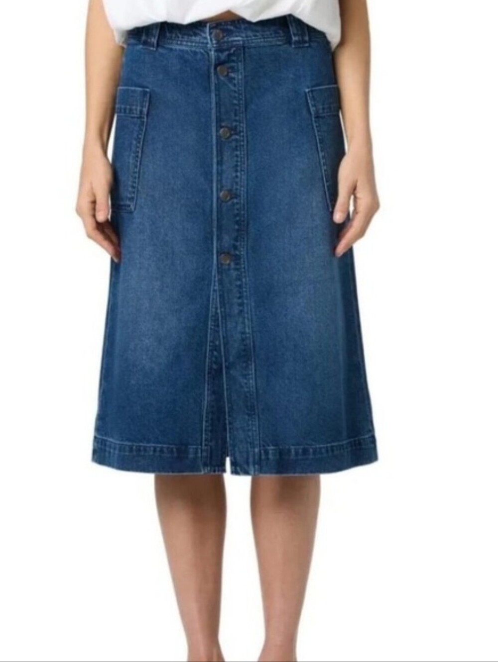 NWT Joe's Jeans Dark Wash Cargo Warsaw Button-Front Denim Midi Skirt 28 31